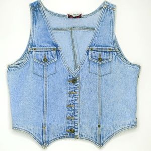 VTG Ruckus Button Front Denim Jean Vest Jacket 90s